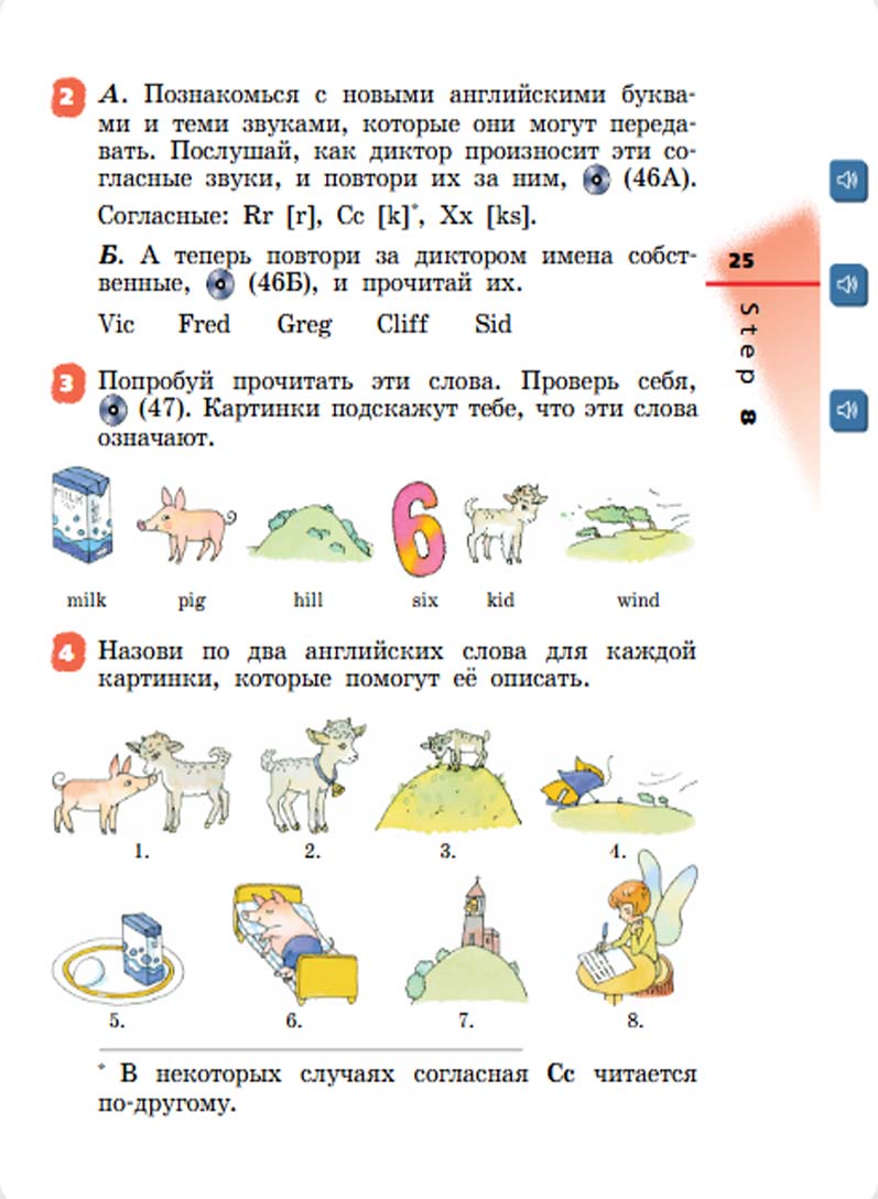 Английский язык 2 класс учебник Афанасьева, Михеева 1 часть страница 25.