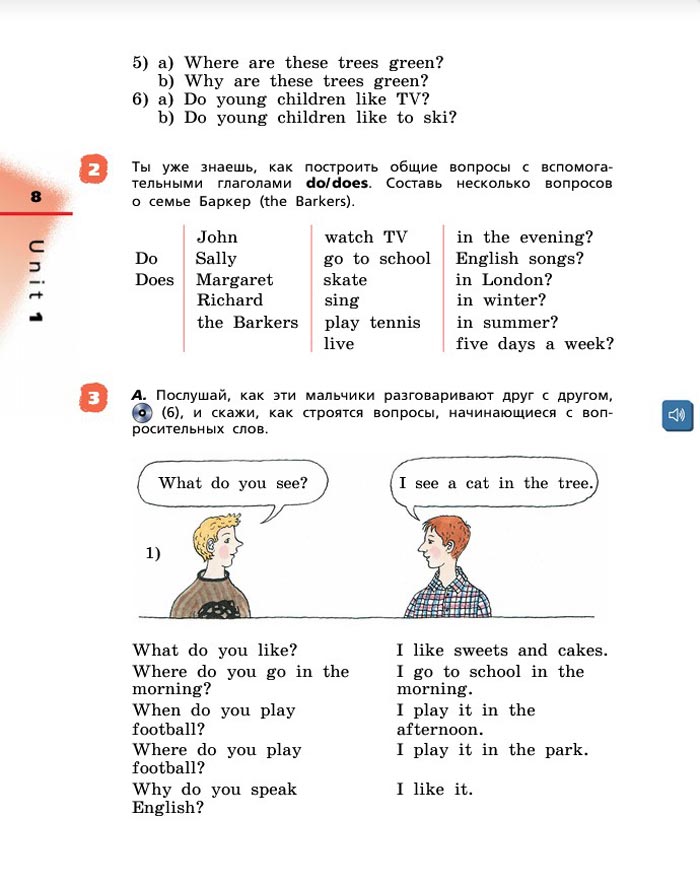 Картинка страницы 8 из учебника по английскому языку Rainbow 4 класс. Афанасьева, Михеева. 1 часть. 2021 год