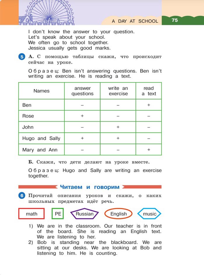 Картинка страницы 75 из учебника по английскому языку 4 класс Афанасьева, Михеева. 1 часть. 2021 год