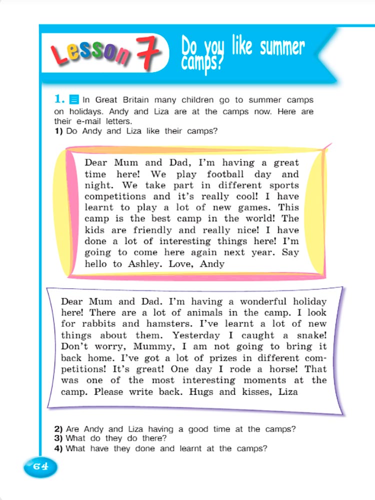 Английский язык 4 класс. Учебник 2 часть, Кузовлев, Перегудова, страница 64. Год 2021.