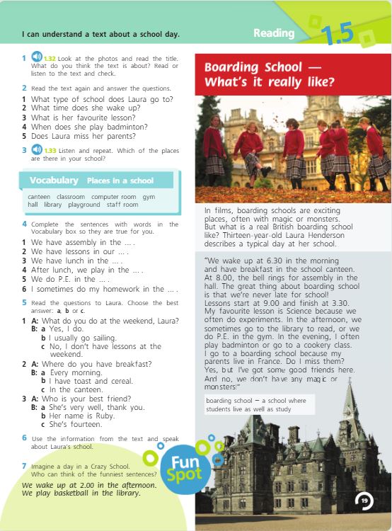 Учебник Костюк, Колоницкая 1 часть. Английский язык 5 класс страница 19.