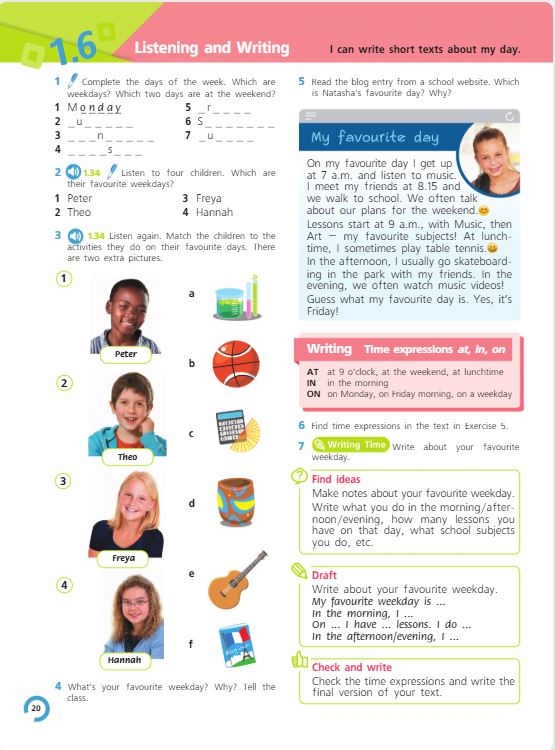 Учебник Костюк, Колоницкая 1 часть. Английский язык 5 класс страница 20.