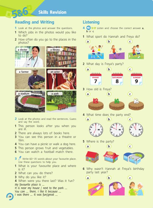 Учебник Костюк, Колоницкая 2 часть. Английский язык 5 класс страница 28. 2023 год.