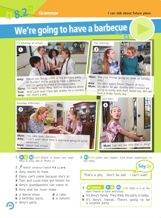 Учебник Костюк, Колоницкая 2 часть. Английский язык 5 класс страница 44. 2023 год.