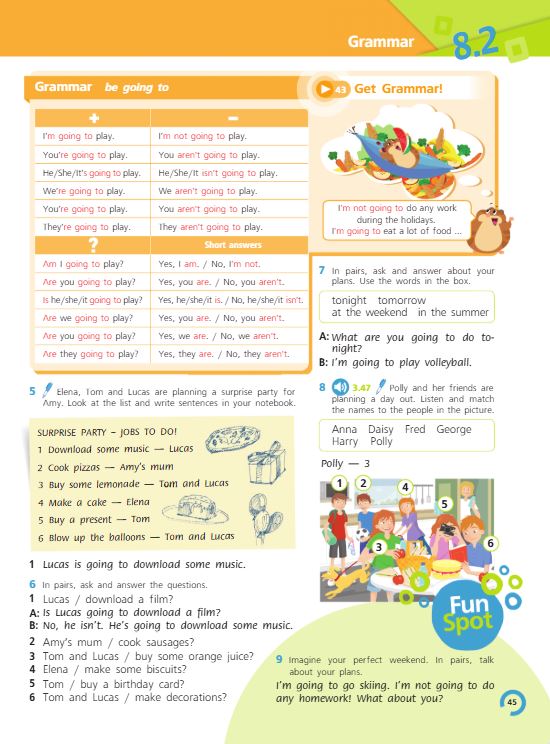 Учебник Костюк, Колоницкая 2 часть. Английский язык 5 класс страница 45. 2023 год.