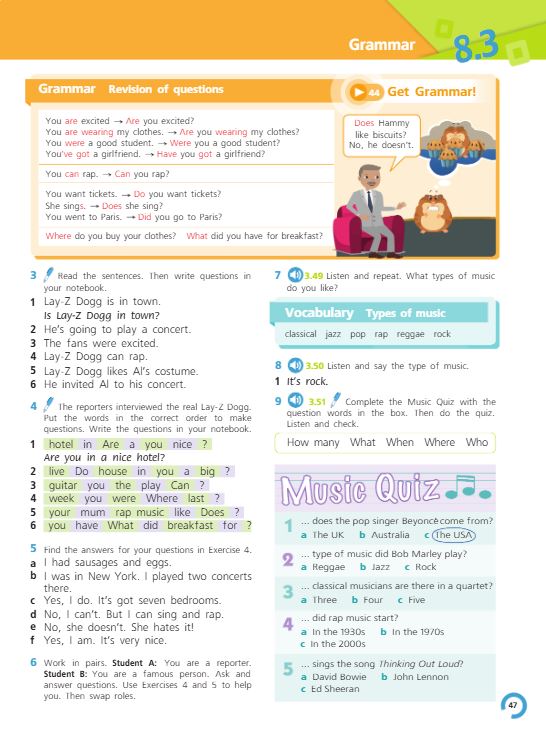 Учебник Костюк, Колоницкая 2 часть. Английский язык 5 класс страница 47. 2023 год.