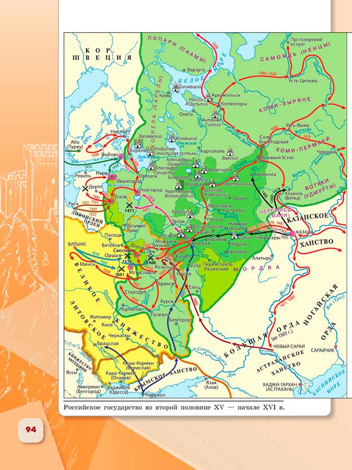 История 6 класс - История России. Арсентьев. Данилов. 2 часть. Страница 94. 2024 год. История 6 класс, история России, Арсентьев, Данилов, 2 часть, страница 94, 2024 год.