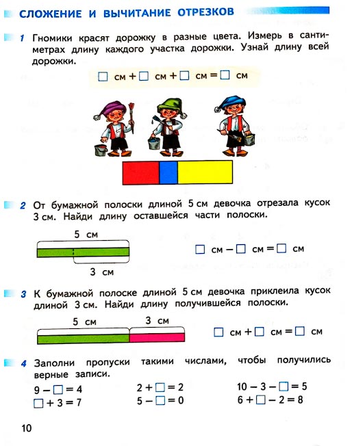 Страница 10 из рабочей тетради по математике 1 класс Дорофеев, Миракова, Бука - 2 часть