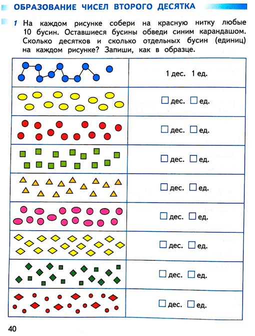Страница 40 из рабочей тетради по математике 1 класс Дорофеев, Миракова, Бука - 2 часть