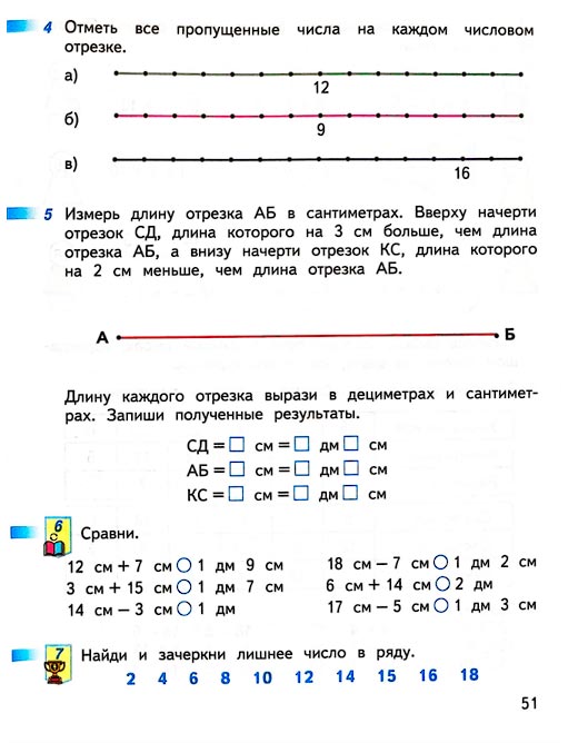 Страница 51 из рабочей тетради по математике 1 класс Дорофеев, Миракова, Бука - 2 часть