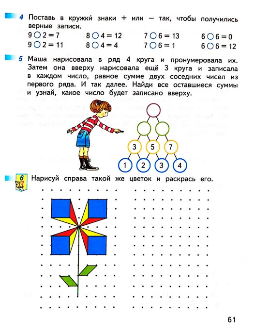 Страница 61 из рабочей тетради по математике 1 класс Дорофеев, Миракова, Бука - 2 часть