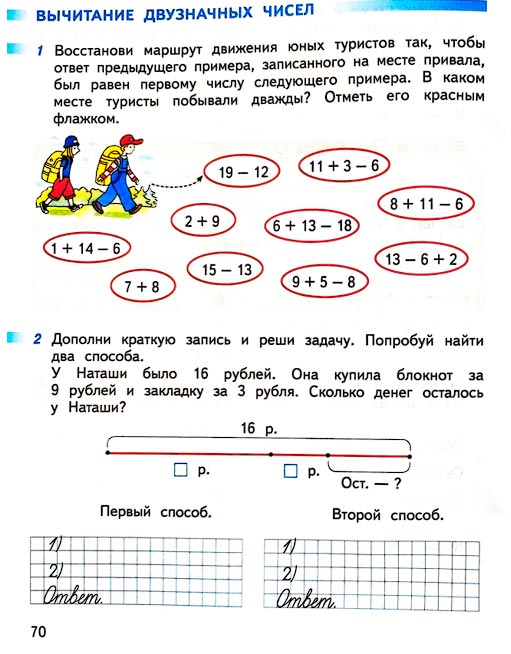 Страница 70 из рабочей тетради по математике 1 класс Дорофеев, Миракова, Бука - 2 часть