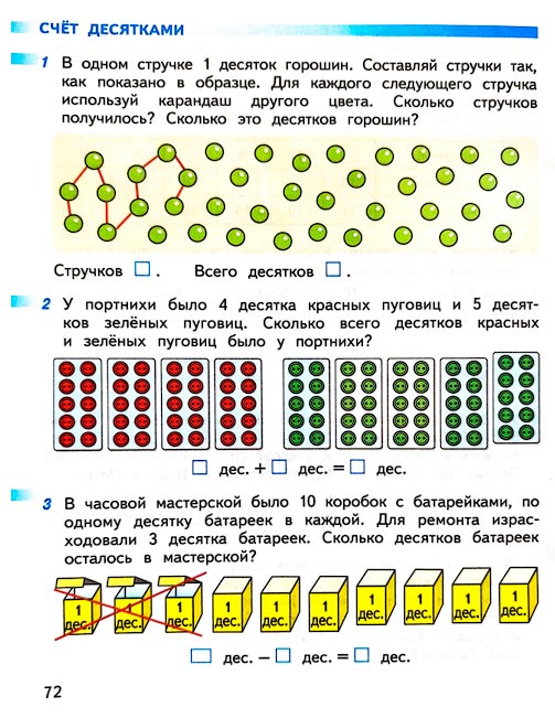 Страница 72 из рабочей тетради по математике 1 класс Дорофеев, Миракова, Бука - 2 часть