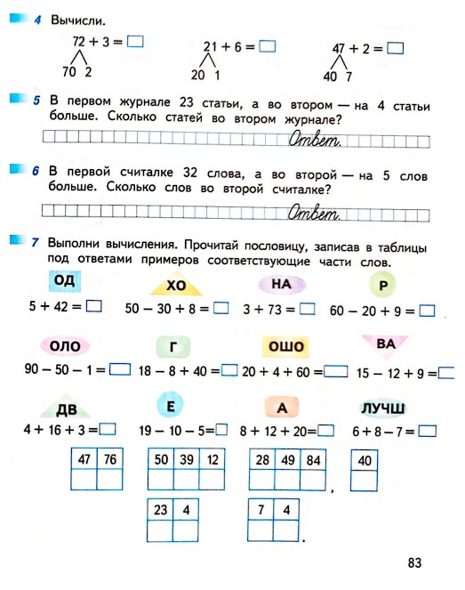 Страница 83 из рабочей тетради по математике 1 класс Дорофеев, Миракова, Бука - 2 часть