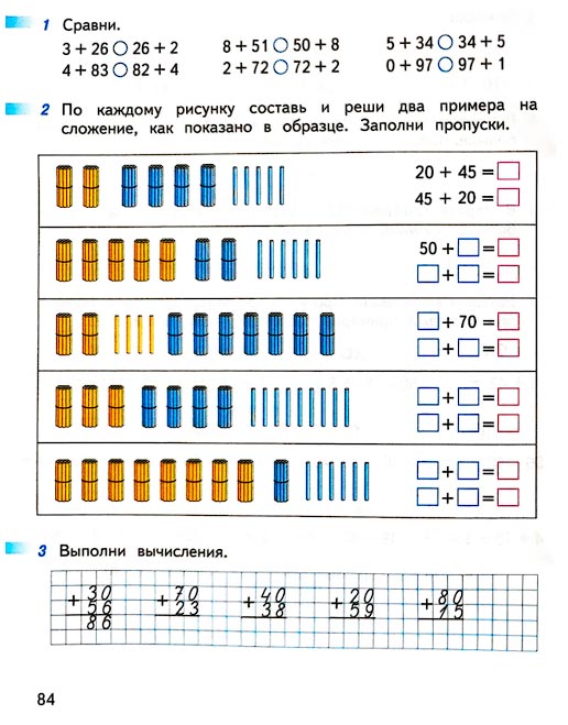 Страница 84 из рабочей тетради по математике 1 класс Дорофеев, Миракова, Бука - 2 часть