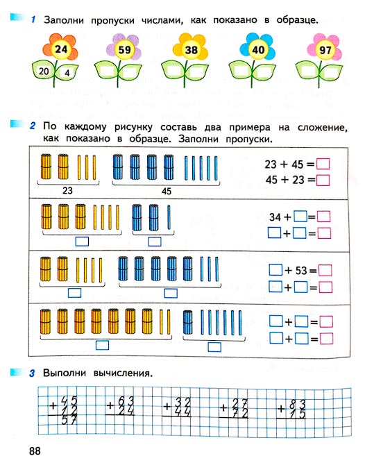 Страница 88 из рабочей тетради по математике 1 класс Дорофеев, Миракова, Бука - 2 часть