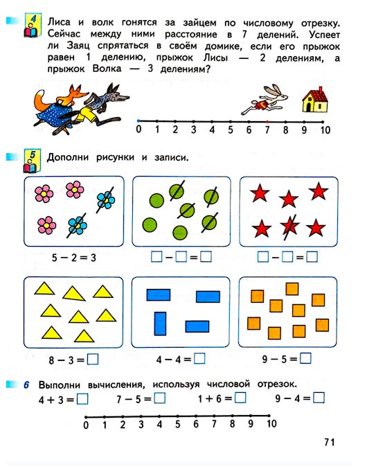 Страница 71 из рабочей тетради по математике 1 класс Дорофеев, Миракова, Бука - 1 часть