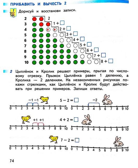 Страница 74 из рабочей тетради по математике 1 класс Дорофеев, Миракова, Бука - 1 часть