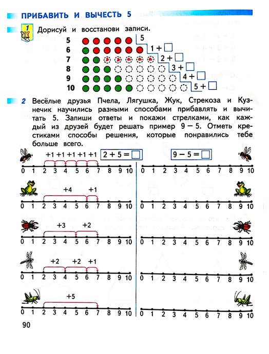 Страница 90 из рабочей тетради по математике 1 класс Дорофеев, Миракова, Бука - 1 часть