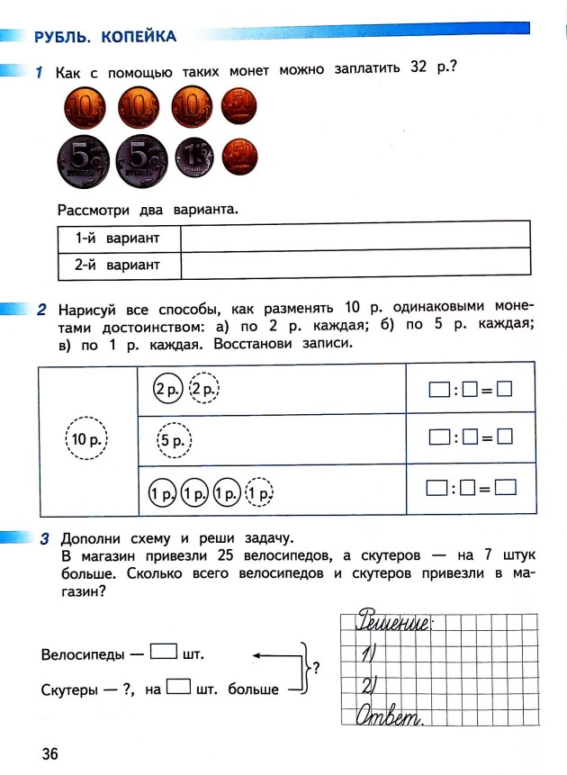 математике 2 класс рабочая тетрадь Дорофеев, Миракова, Бука - 2 часть страница 36 (2024)