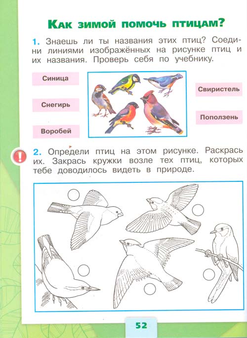 рабочая тетрадь по окружающему миру 1 класс, Плешаков - 1 часть страница 52