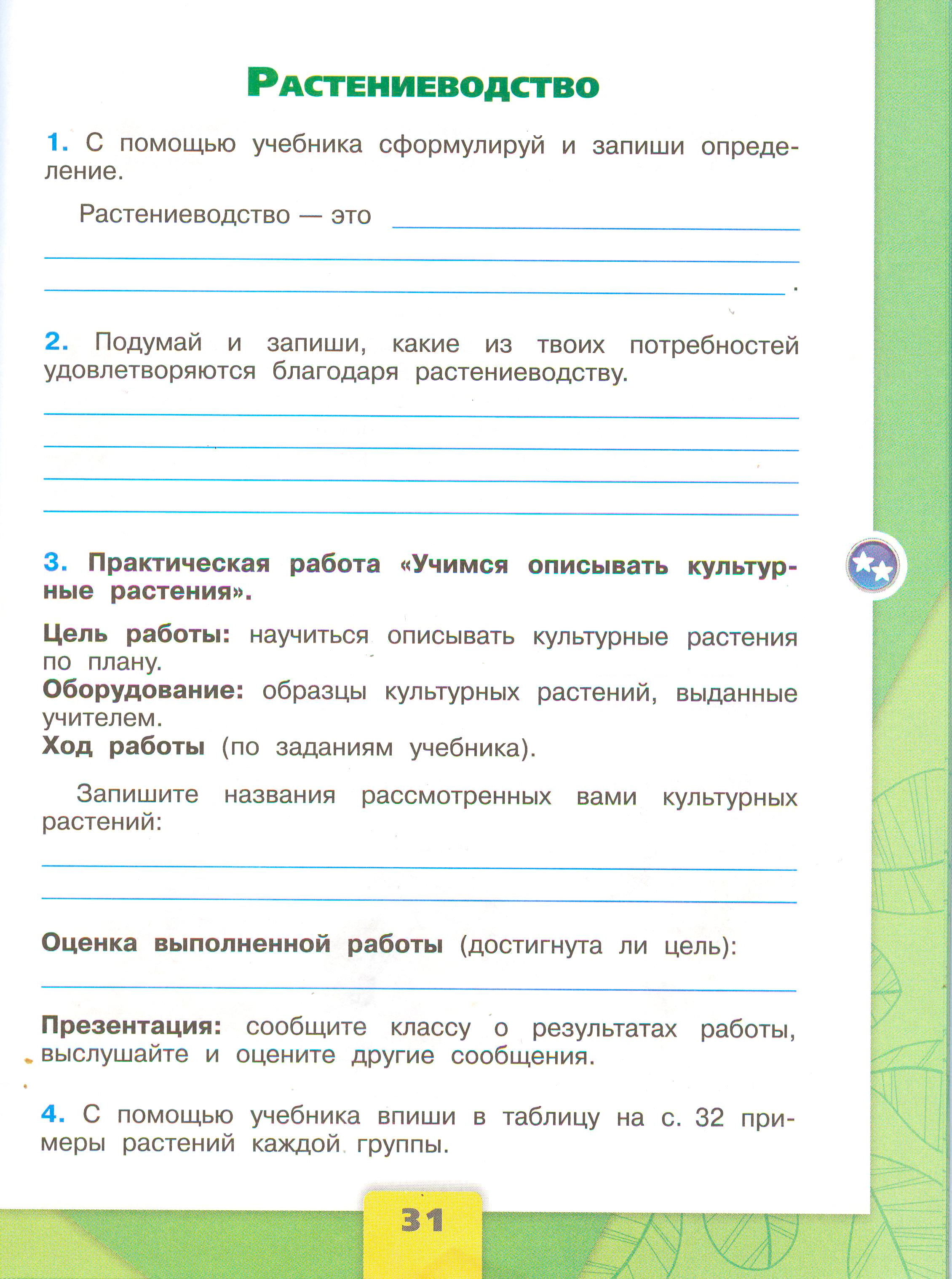 Рабочая тетрадь Плешаков 2 часть. Окружающий мир 3 класс, страница 31, 2024 год. ГДЗ по окружающему миру 3 класс рабочая тетрадь Плешаков, страница 31