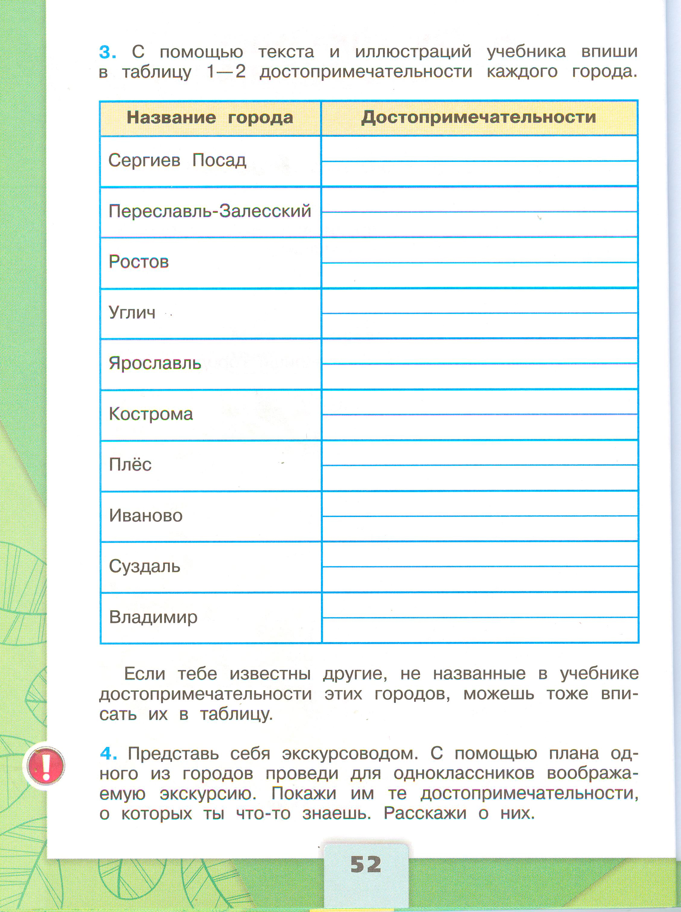 Рабочая тетрадь Плешаков 2 часть. Окружающий мир 3 класс, страница 52, 2024 год. ГДЗ по окружающему миру 3 класс рабочая тетрадь Плешаков, страница 52