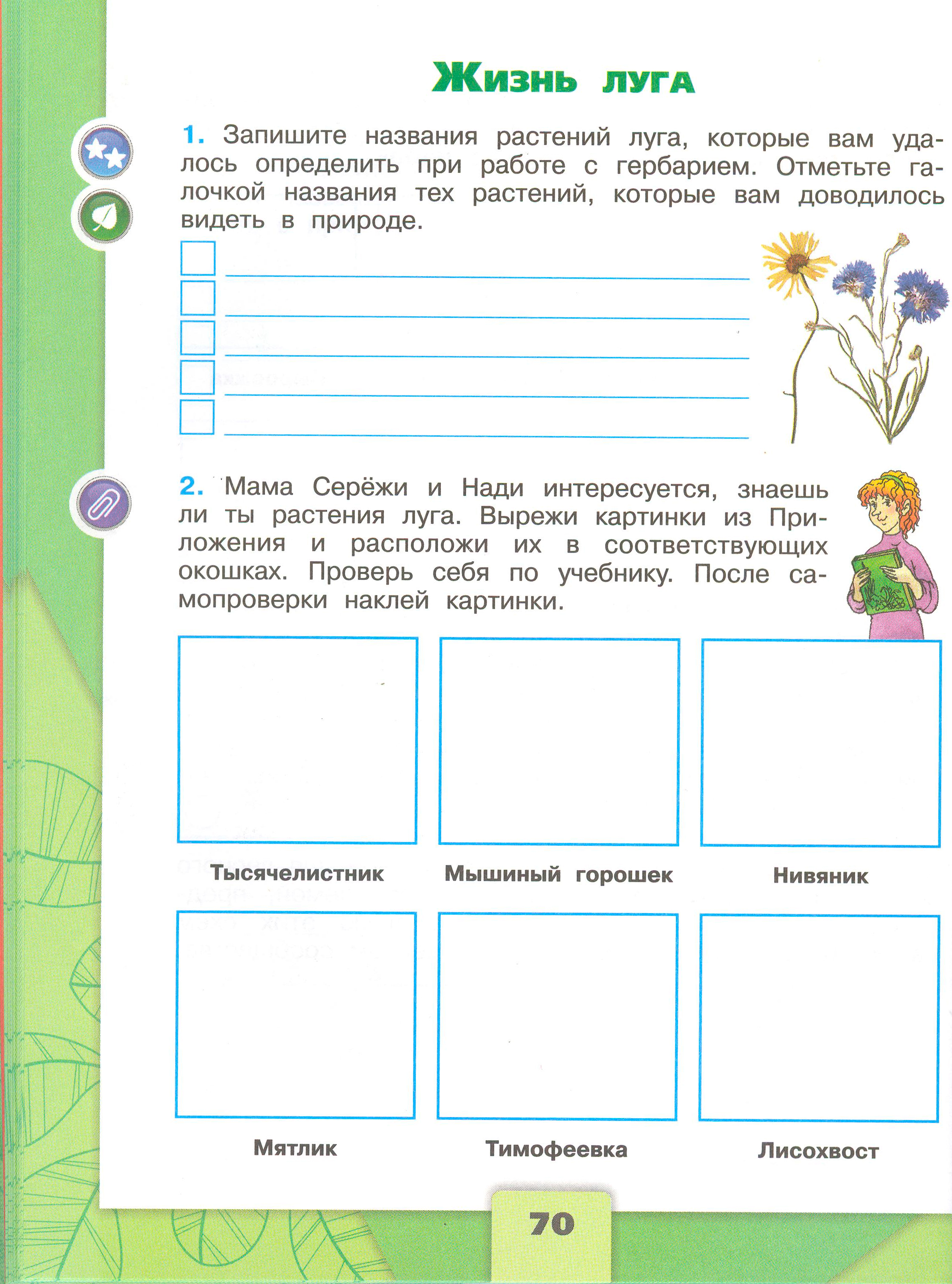 Рабочая тетрадь Плешаков 1 часть. Окружающий мир 4 класс. Страница 70.